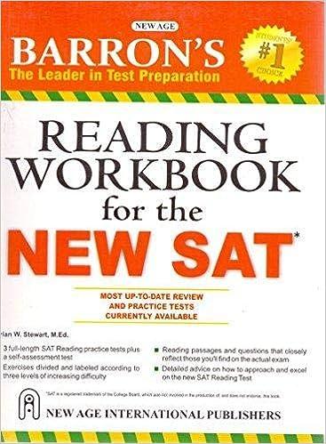 barrons reading workbook for the new sat 1st edition brian w. stewart 9385923935, 978-9385923937