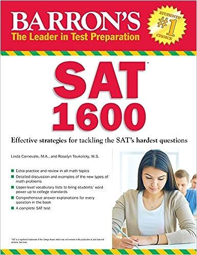 Barrons SAT 1600 Effective Strategies For Talking The SAT Hardest Questions