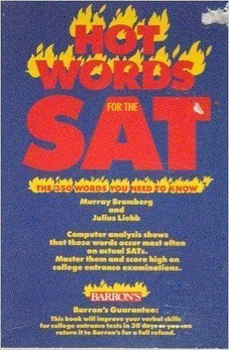 hot words for the sat the 350 words you need to know 1st edition murray bromberg 0812041208, 978-0812041200