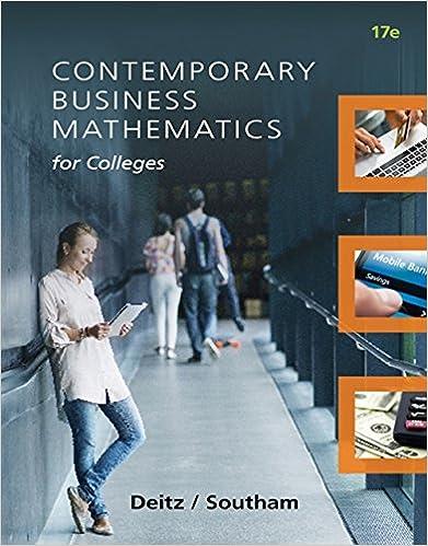 contemporary business mathematics for colleges 17th edition james e. deitz, james l. southam 1305506685,