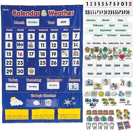 learning resources calendar and weather pocket chart  learning resources b000p86rmc