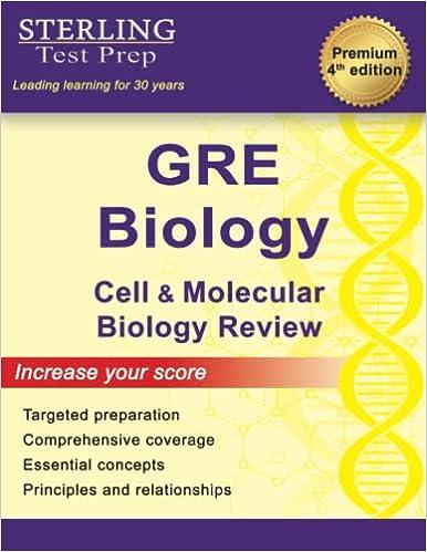 sterling test prep gre biology cell and molecular biology review 4th edition sterling test prep 1947556517,