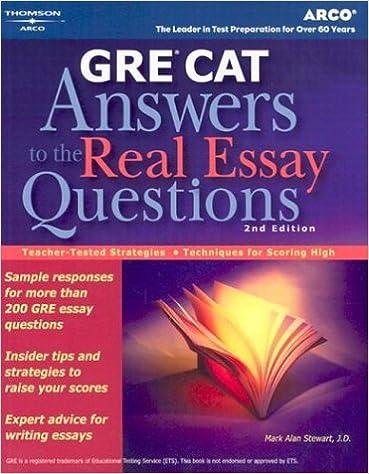 gre cat answers to real essay questions 2nd edition arco 0768911745, 978-0768911749