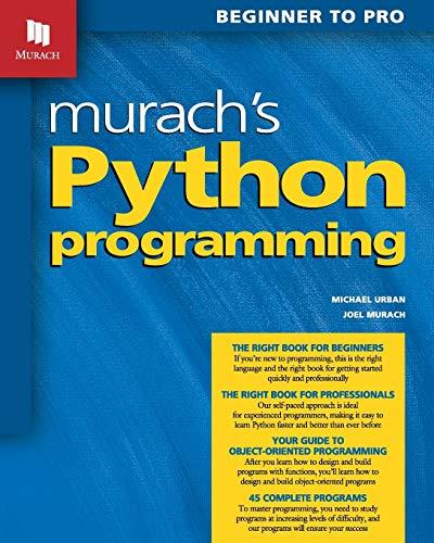 murachs python programming 1st edition michael urban, joel murach, mike murach 1890774979, 978-1890774974