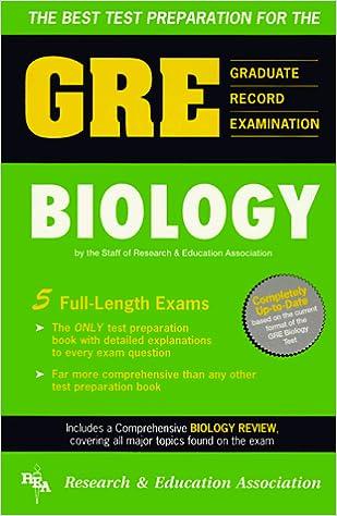 the best test preparation for the gre biology 1st edition james, research and education association ogden