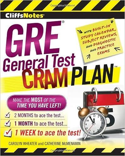 cliffsnotes gre general test cram plan 1st edition carolyn wheater, catherine mcmenamin 0470905662,