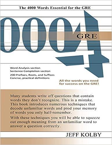 the 4000 words essential for the gre 1st edition jeff kolby 1889057789, 978-1889057781
