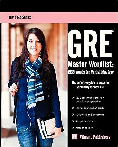 gre master wordlist 1535 words for verbal mastery 1st edition vibrant publishers 1479216836, 978-1479216833