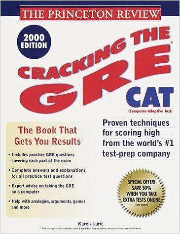 cracking the gre cat 2000 2000 edition karen lurie 0375754075, 978-0375754074