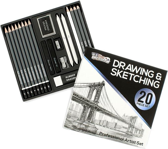 u.s. art supply 20 piece hi quality artist sketch set in charcoal pencils  u.s. art supply b00n50ct5q