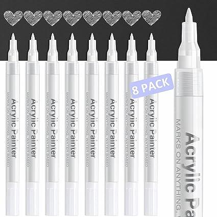 akarued white paint pen acrylic marker 8 pack 0.7mm  akarued b098qphcvt