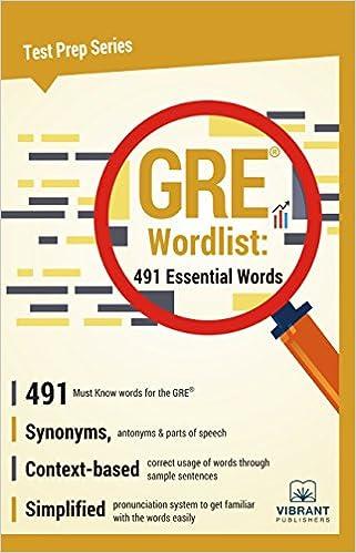 gre wordlist 491 essential words 1st edition vibrant publishers 1946383406, 978-1946383402