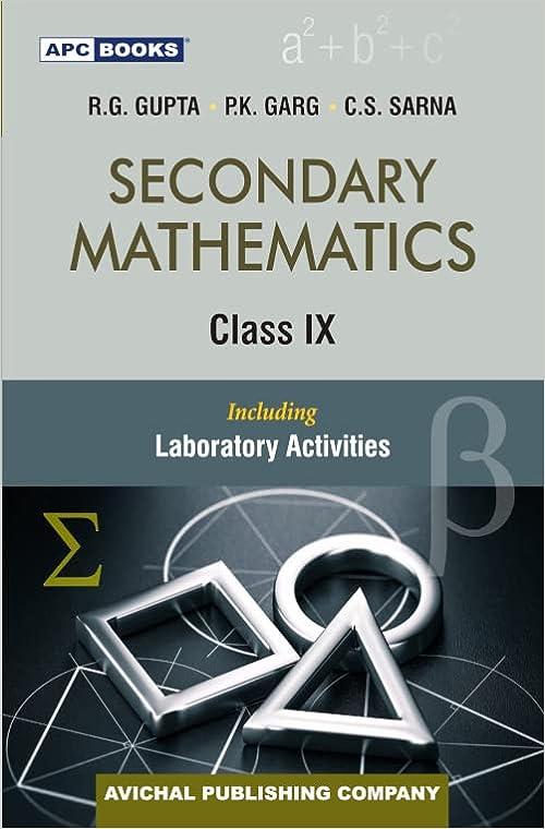 secondary mathematics class  9 1st edition r.g. gupta, p.k. garg, c.s. sarna 8178556499, 978-8178556499