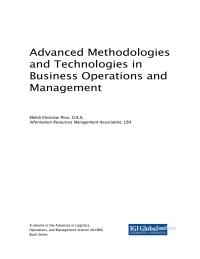 advanced methodologies and technologies in business operations and management 1st edition mehdi khosrow-pour,