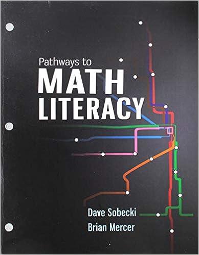 pathways to math literacy 1st edition david sobecki, brian mercer 1259218856, 978-1259218859