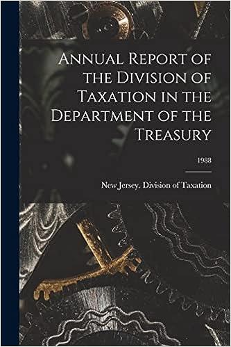 annual report of the division of taxation in the department of the treasury 1988 1st edition new jersey