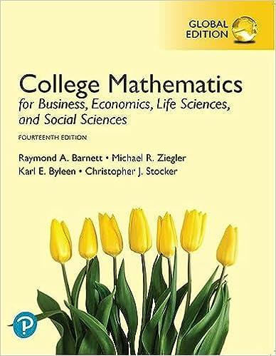 college mathematics for business economics life sciences and social sciences 14th edition raymond a. barnett,