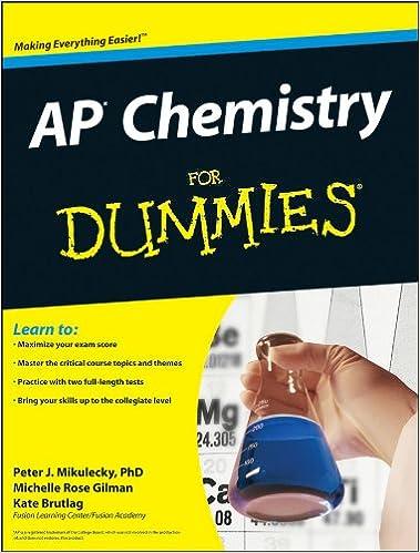 ap chemistry for dummies 1st edition peter j. mikulecky, michelle rose gilman, kate brutlag 0470389761,