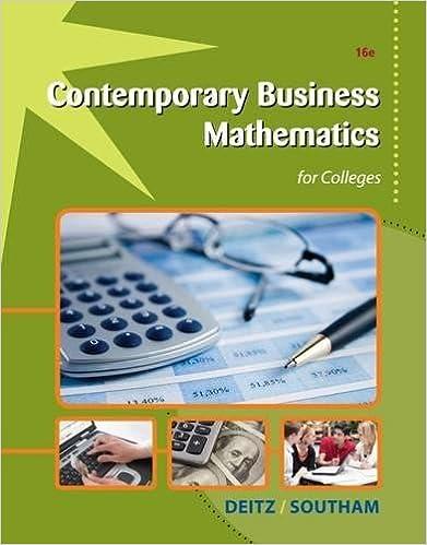 contemporary business mathematics for colleges 16th edition james e. deitz, james l. southam 1111821321,