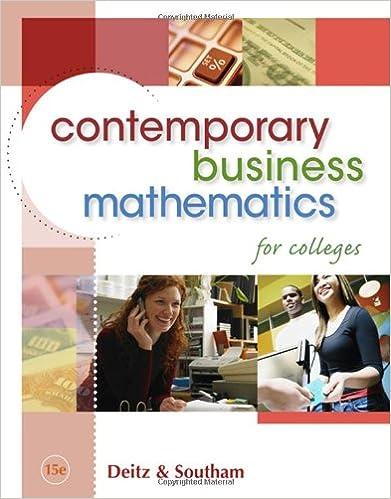 contemporary business mathematics for colleges 15th edition james e. deitz, james l. southam 0324663161,