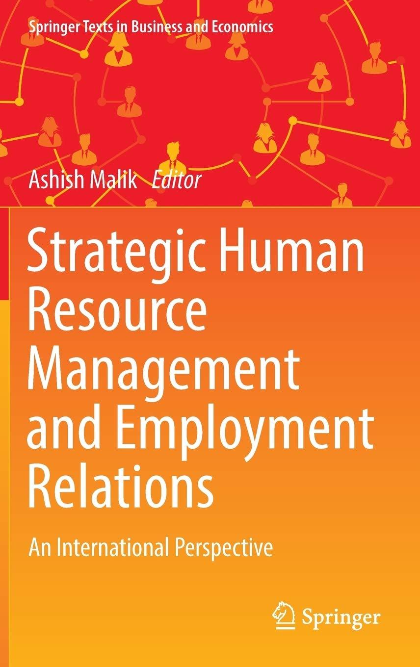 strategic human resource management and employment relations an international perspective 1st edition a.