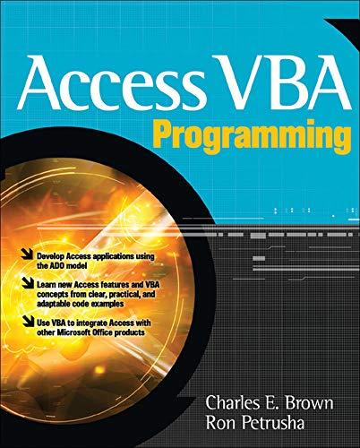 access vba programming 1st edition charles brown, ron petrusha 0072231971, 978-0072231977
