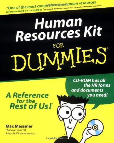 human resources kit for dummies 1st edition max messmer 0764551310, 978-0764551314