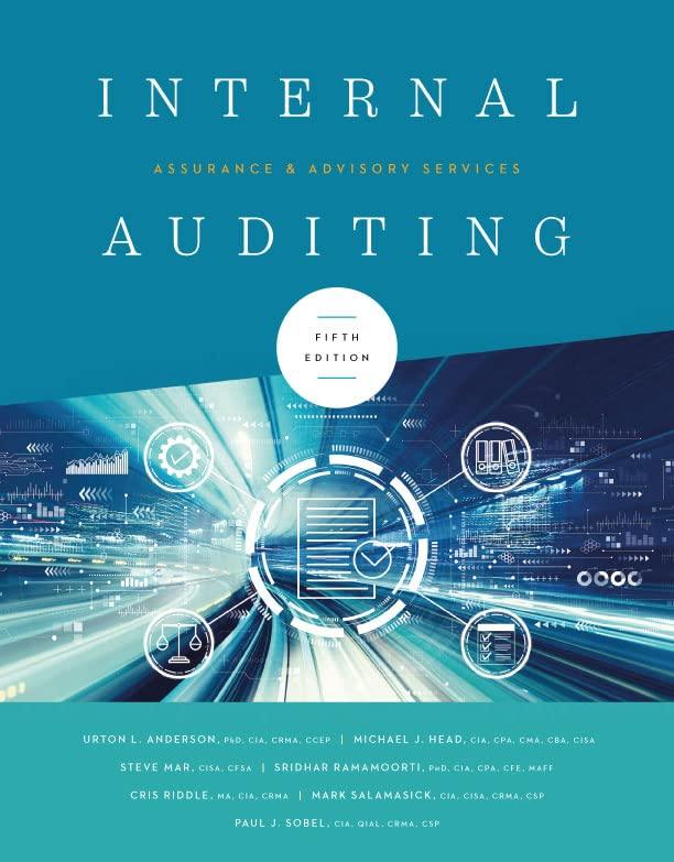 internal auditing assurance and advisory services 5th edition kurt r. reding, paul j. sobel, urton l.