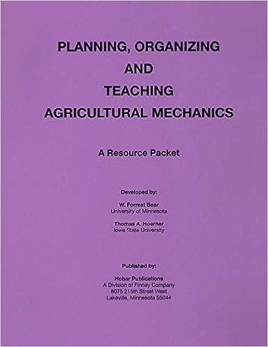 planning organization and teaching agricultural mechanics 1st edition forrest w. bear 091316318x,
