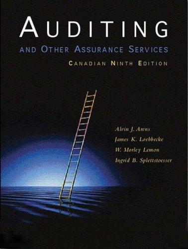 auditing and other assurance services 9th canadian edition alvin arens, james loebbecke, w lemon, ingrid