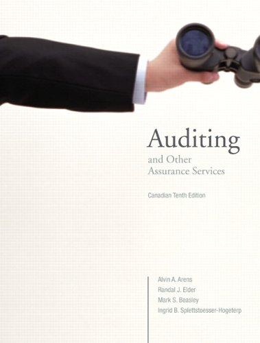 auditing and other assurance services 10th canadian edition alvin a. arens, randal j. elder, mark s. beasley,