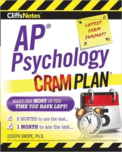 cliffsnotes ap psychology cram plan 1st edition joseph m swope 0358121833, 978-0358121831