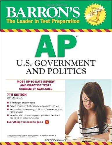 barrons ap united states government and politics 7th edition curt lader 0764147048, 978-0764147043