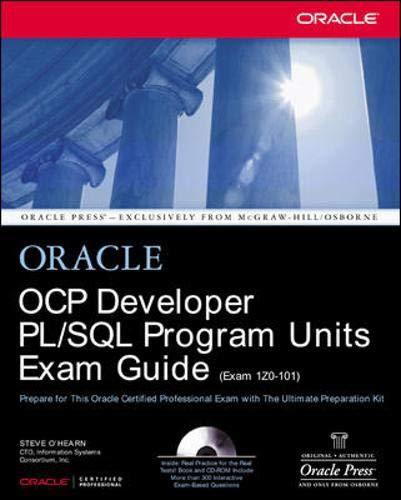 ocp developer pl sql program units exam guide 1st edition steve o'hearn 0072193360, 978-0072193374