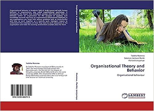 organisational theory and behavior organisational behaviour 1st edition tabitha murerwa, solomon jackson