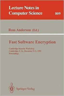 fast software encryption 1st edition ross anderson 0387581081, 978-0387581088