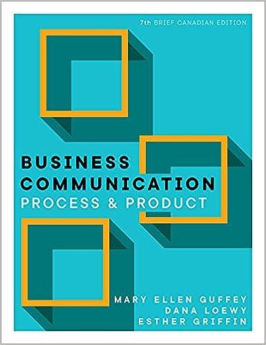 business communication process and product 7th canadian edition mary guffey, dana loewy, esther griffin