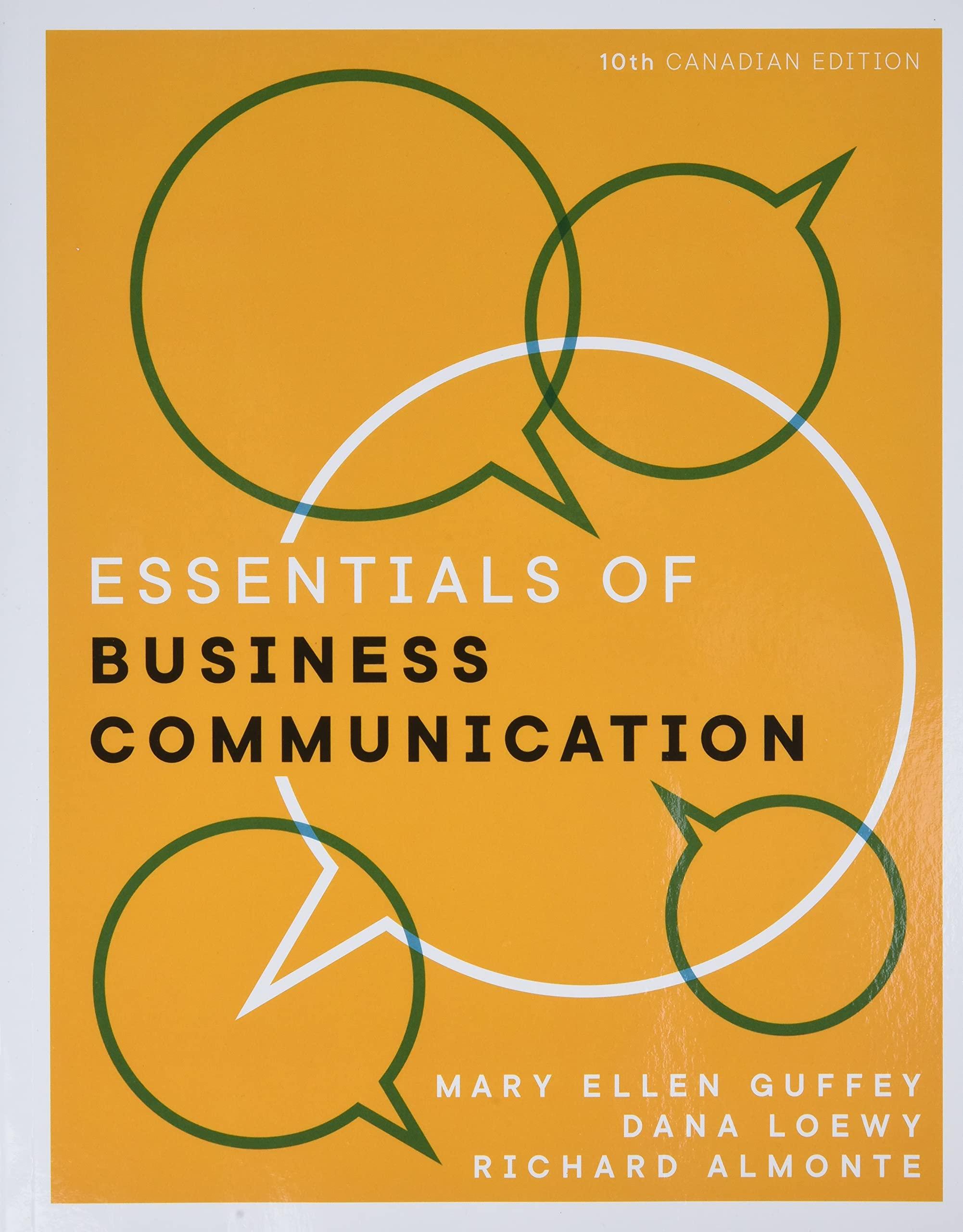 essentials of business communication 10th canadian edition mary guffey, dana loewy, richard almonte