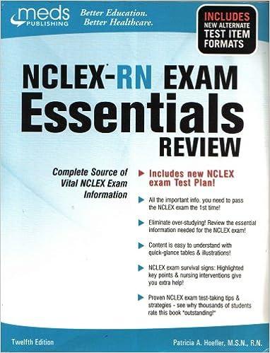 nclex-rn exam essentials review 12th edition patricia a hoefler 1565335104, 978-1565335103
