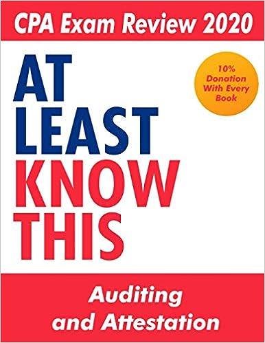cpa exam review 2020 at least know this auditing and attestation 1st edition at least know this 1706038364,