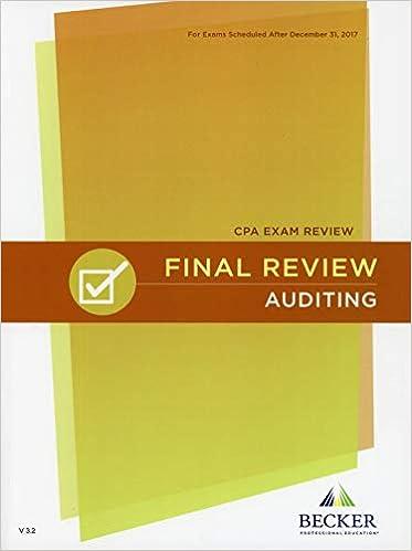 becker cpa exam final review auditing 1st edition becker 1943628521, 978-1943628520