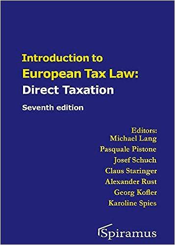 introduction to european tax law on direct taxation 7th edition michael lang , pasquale pistone , josef