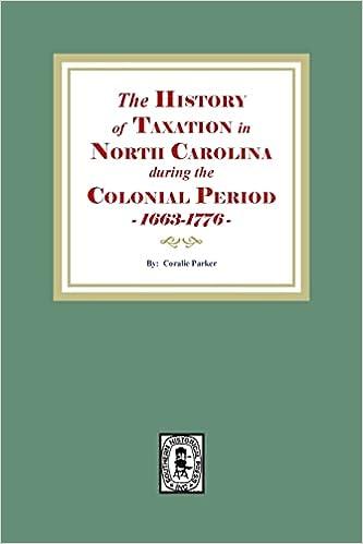 the history of taxation in north carolina during the colonial period 1663 1776 1st edition coralie parker