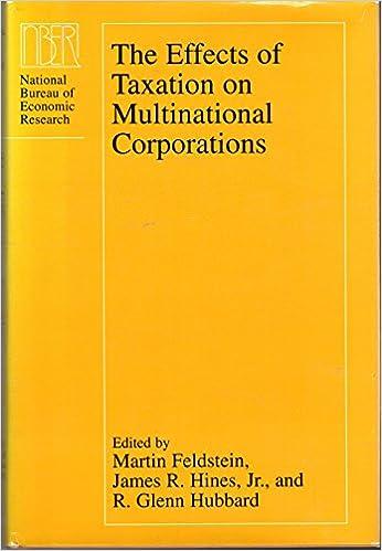the effects of taxation on multinational corporations 1st edition martin feldstein, james r. hines jr., r.