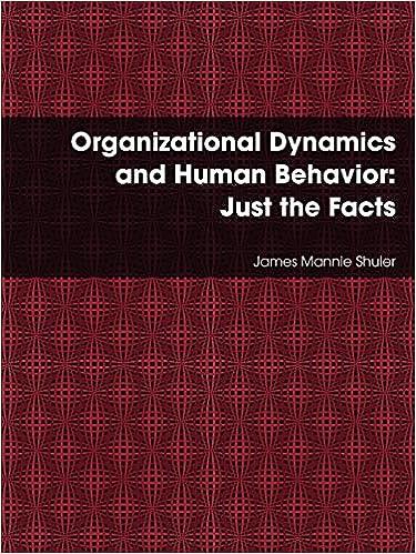 organizational dynamics and human behavior just the facts 1st edition james shuler 0557078962, 978-0557078967