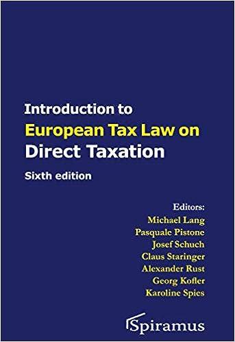 introduction to european tax law on direct taxation 6th edition michael lang , pasquale pistone , josef