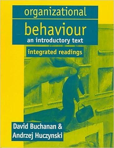 organizational behaviour an introductory text integrated readings 1st edition andrzej huczynski, david a.