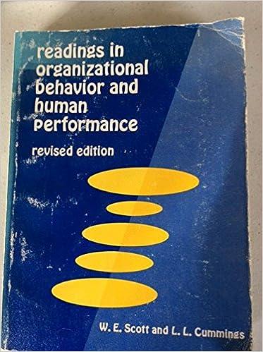 readings in organizational behavior and human performance 1st revised edition l. l. cummings, jr. scott, w. e
