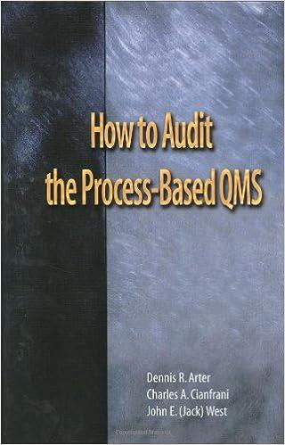 how to audit the process based qms 1st edition dennis r. arter, charles a. cianfrani, jack west 0873895770,