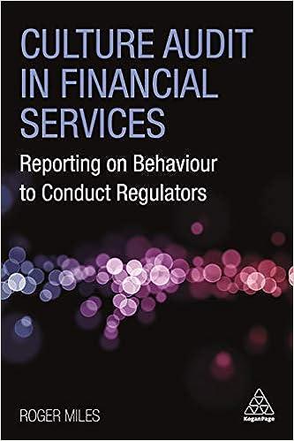 culture audit in financial services reporting on behaviour to conduct regulators 1st edition dr roger miles
